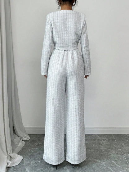 Tweed Pearl Button Suit Set